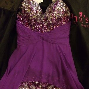 Sweetheart Rhinestone Dress W Chiffon Overlay